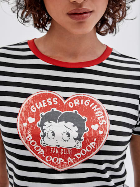 GUESS Originals x Betty Boop Striped Cropped Baby Tee