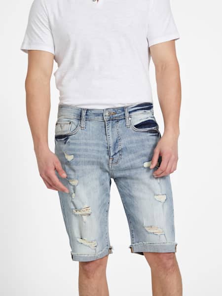 Eco Abby Distressed Straight Denim Shorts