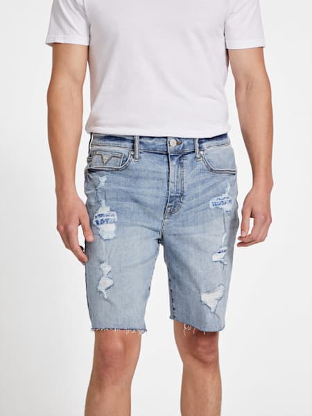 Eco Quade Rip-and-Repair Denim Shorts