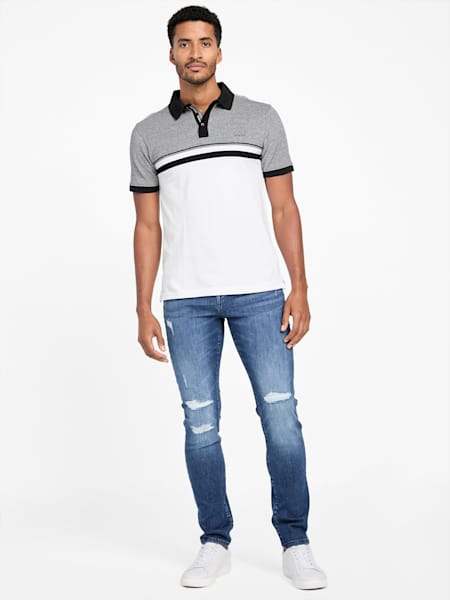 Teo Color-Block Striped Polo