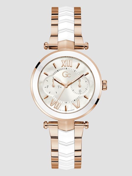 Rose Gold-Tone and White Ceramic Multifunction Watch