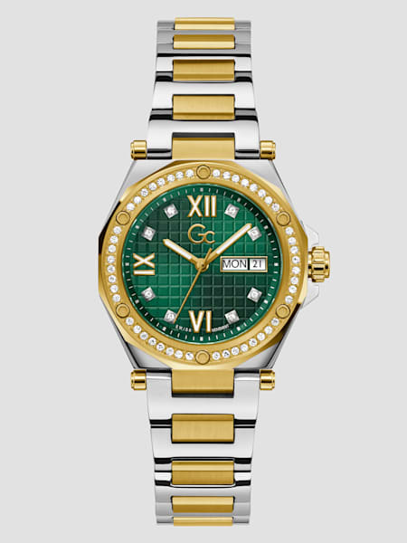 Gc Two-Tone and Green Analog Watch