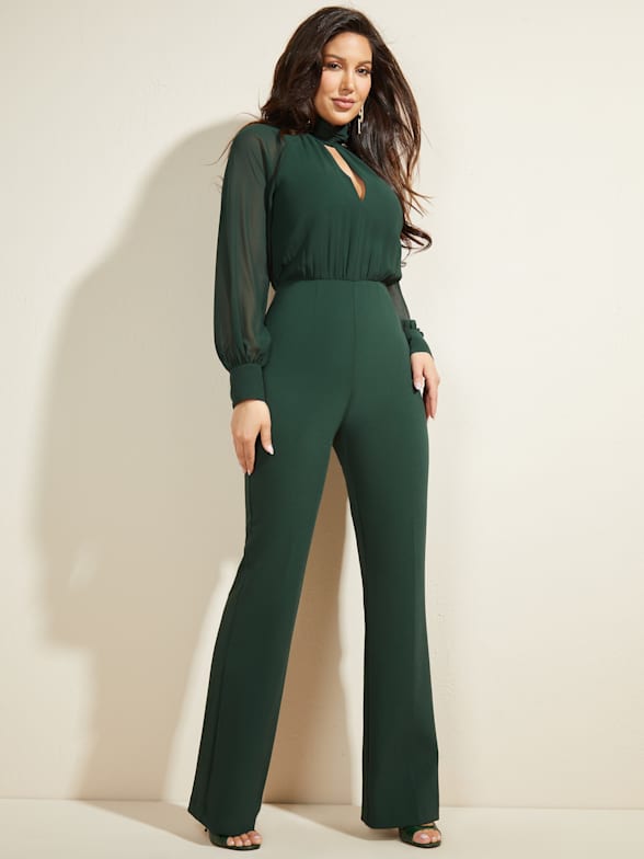 Guess green jumpsuit clearance