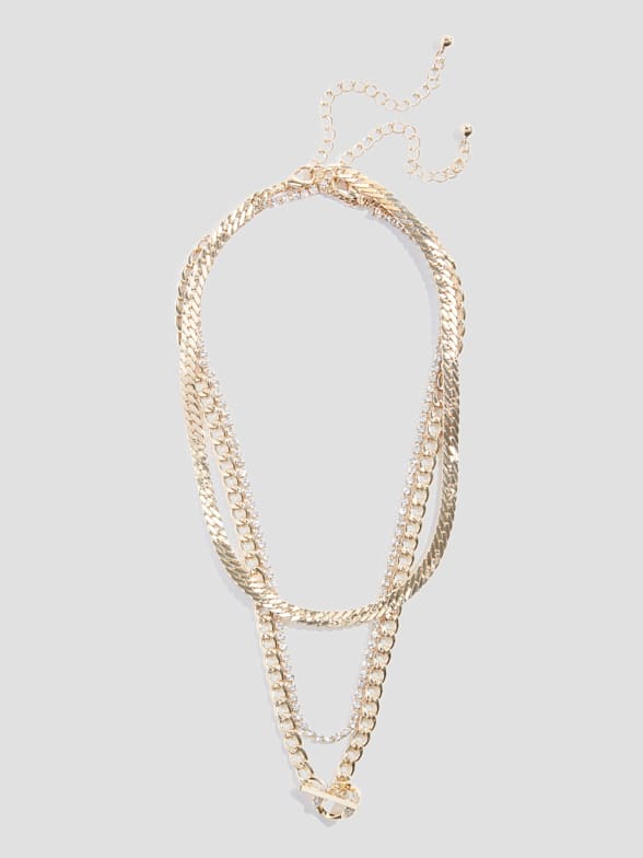 Gold-tone Coin Pendant Toggle Multi-Strand Necklace