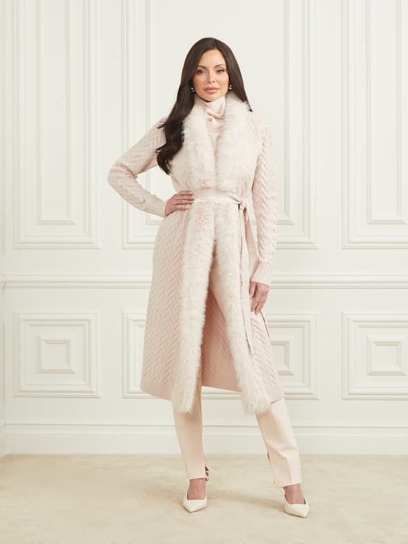 Guess pink fur coat sale