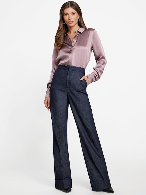 ブラウス シャツ MARCIANO Sonora Silk Tie-Front Blouse レディース セール】MARCIANO Sonora Silk Tie-Front Blouse（シャツ