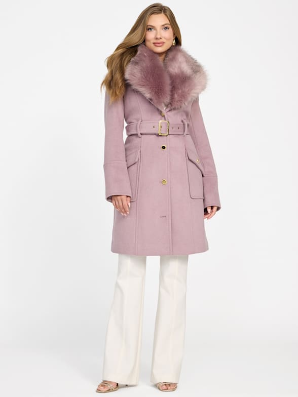 コート BLANCHA Women Coats 24042 200CEMENTO Grey Claire Faux-Fur Coat | Marciano
