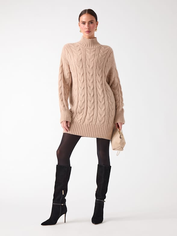 GUESS Womens Long Sleeve Round Neck Denise Cable SweaterSweater