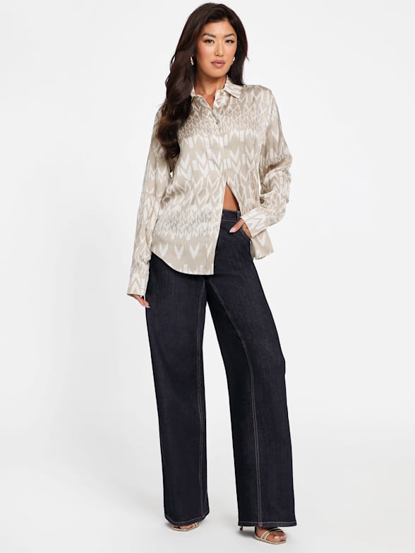 ブラウス シャツ MARCIANO Sonora Silk Tie-Front Blouse レディース セール】MARCIANO Sonora Silk Tie-Front Blouse（シャツ