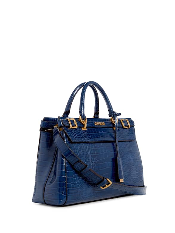 Guess Womens Croc Shoulder Bag Handbag Purse Luxury With Chain Strap Beige