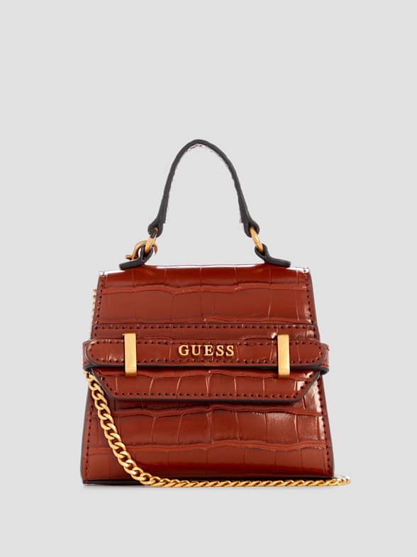 Guess KATEY CROC MINI - Handbag - black 