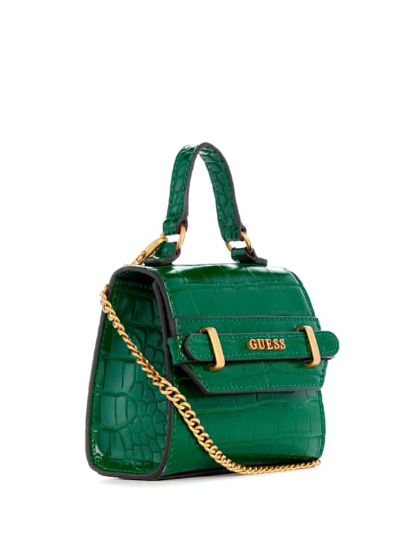 guess green croc bag