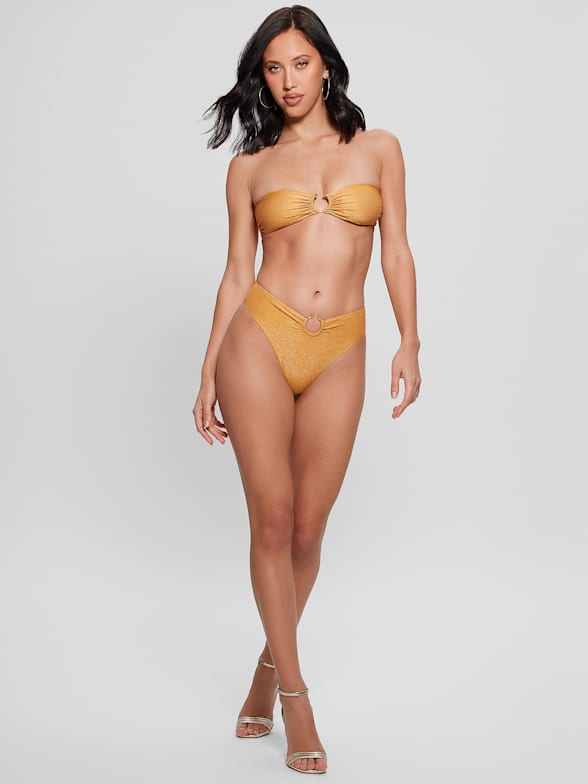 Pleba - Pleated Bandeau Mini Thong Bikini Set – Garlani