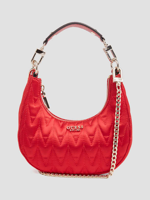 Real leather handbag Guess Luxe - Red