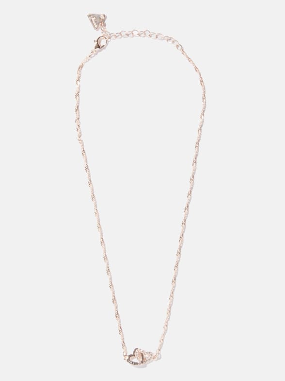 Rose Gold Tone Interlocking Hearts Necklace GUESS Factory