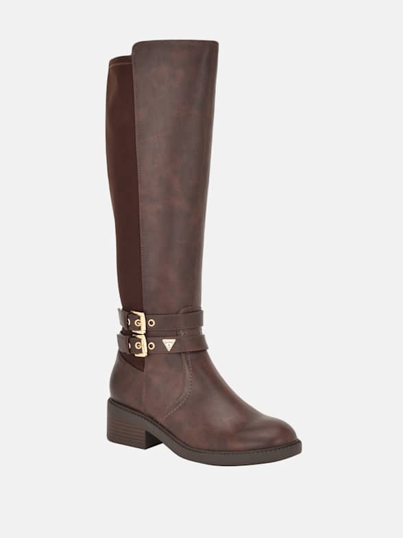 GUESS Women's Abbale Half Length Boots - Chic Cream Block Heel Booties, Pointed Toe