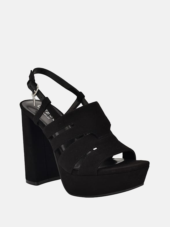 Escarpins Guess à Talon Bloc 5 Pouces - Noir Avec Lanières - Taille US 8M - Occasion