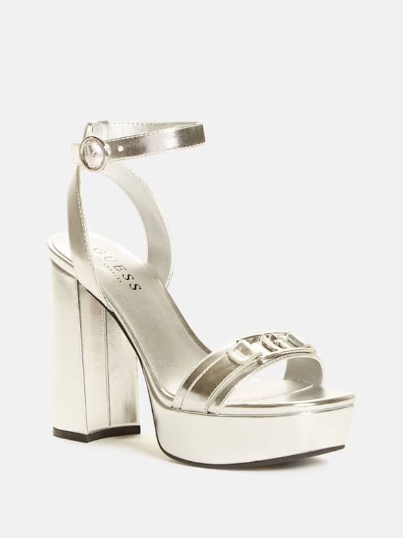 Guess silver heels top
