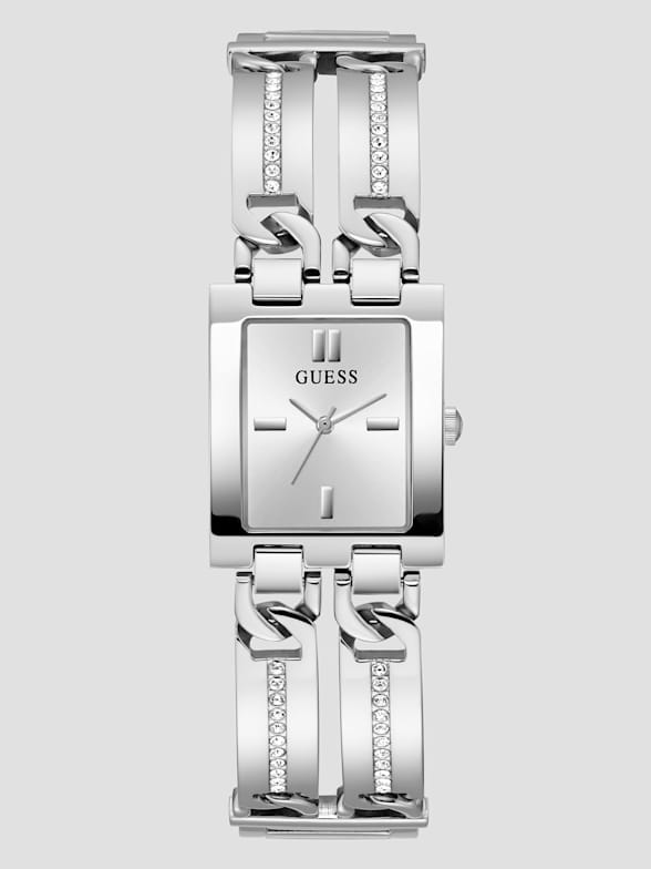 Guess Women's Silver-Tone Crystal Analog Watch | Dillard's