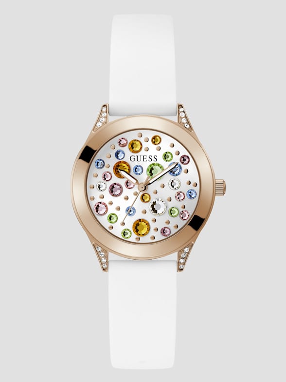 Guess watch women's white silicone strap outlet