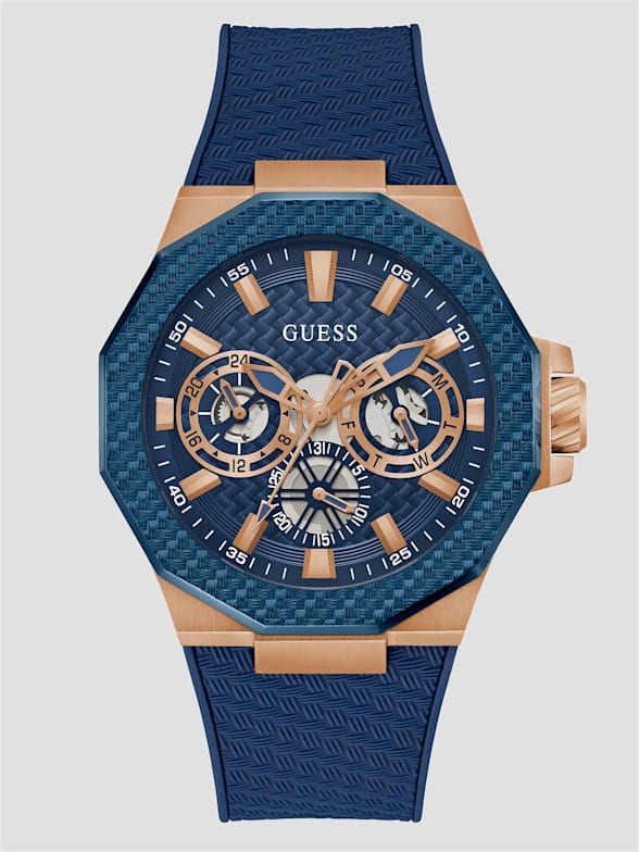 Guess rose gold blue watch top
