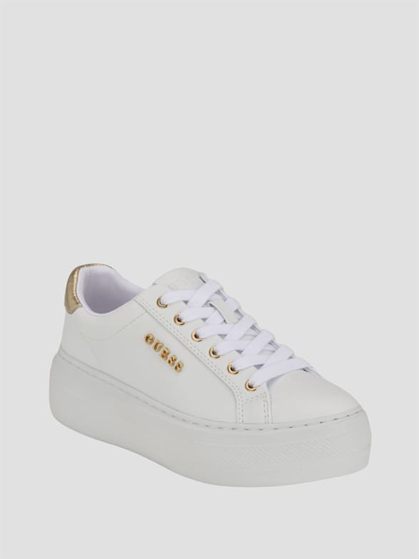  GUESS Melania Zapatillas de cuero blanco/dorado para mujer - UK  8/EU 41/US 10/AU 10 : Ropa, Zapatos y Joyería
