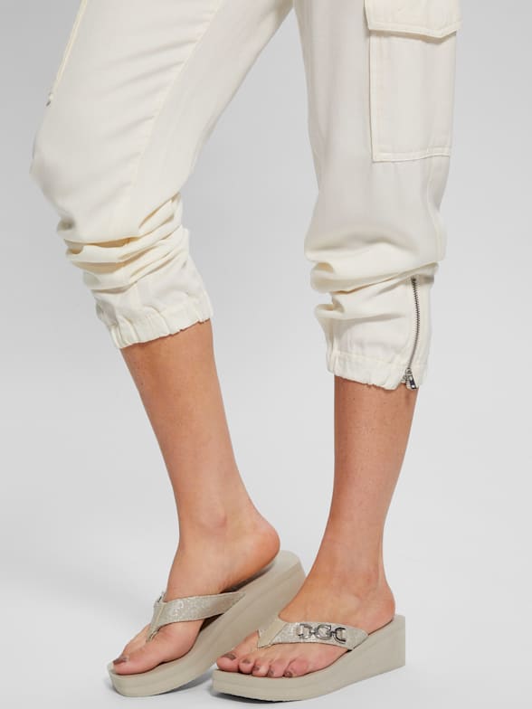 Guess white flip flops hot sale
