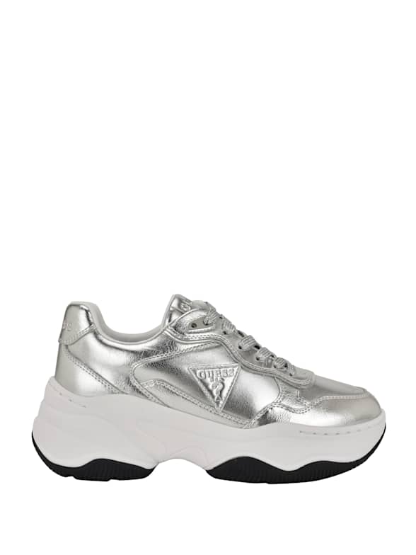 Guess silver trainers best sale