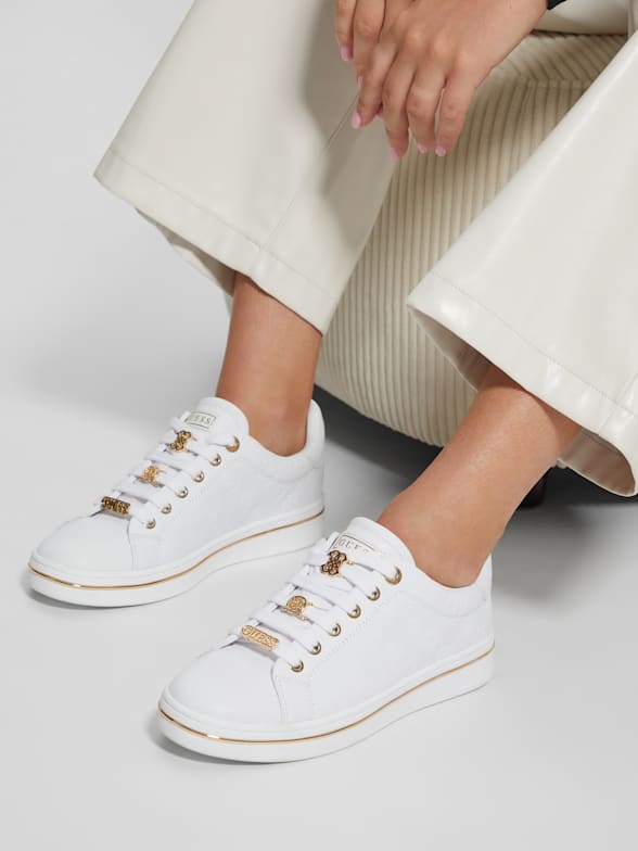 Guess womens white trainers clearance