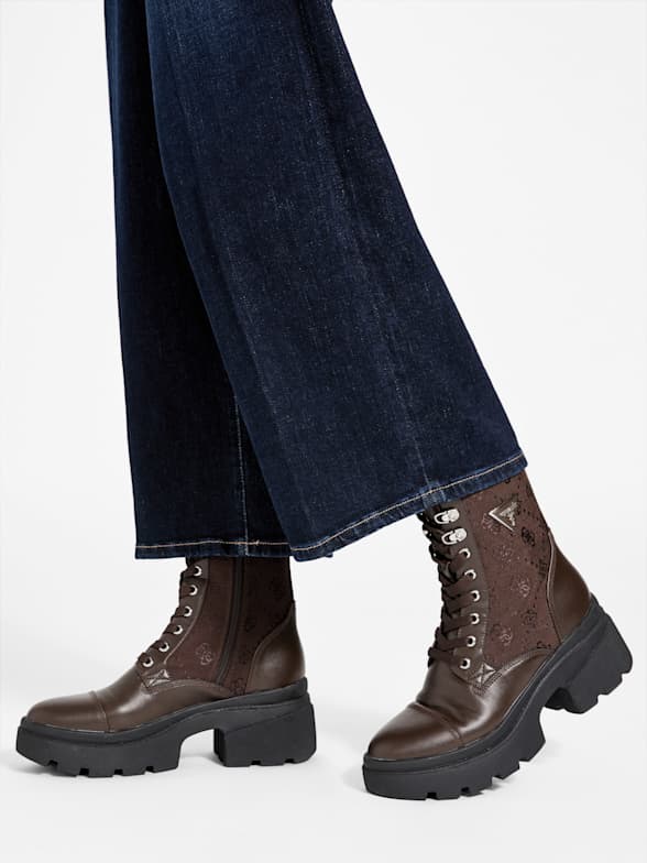 GUESS Damen Unity Stiefelette - Gemütlich Mit Kunstfellfutter, Absatz 4 Cm (Schlupf-Design)