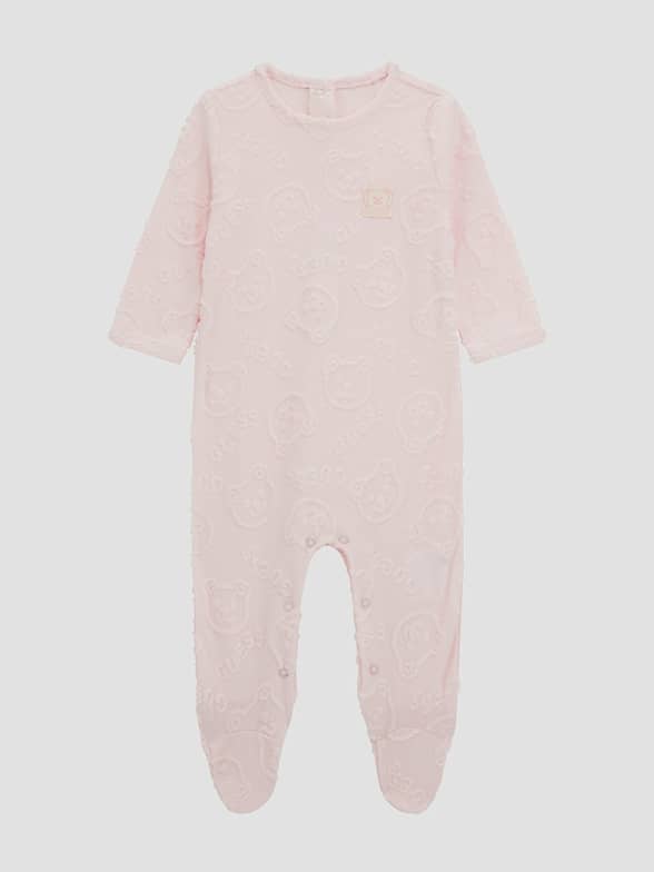 NEW GUESS BABY GIRL'S SHORT SLEEVE ROSE GOLD SIGNATURE BODYSUIT. 0