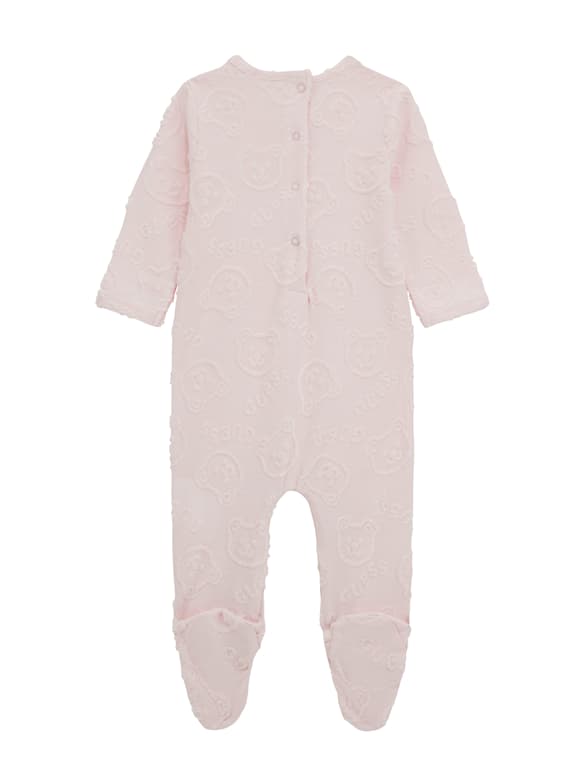 NEW GUESS BABY GIRL'S SHORT SLEEVE ROSE GOLD SIGNATURE BODYSUIT. 0-3M