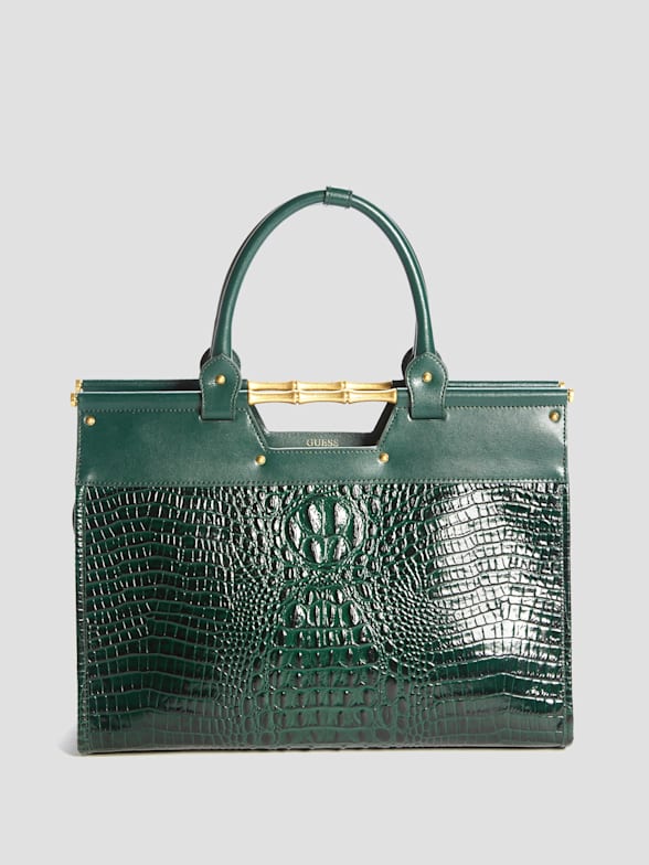 guess green croc bag