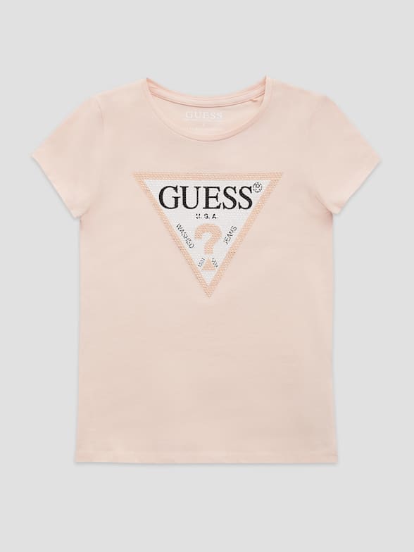 NEW GUESS BABY LOS ANGELES GIRL'S SHORT SLEEVE GOLD SIGNATURE LOGO