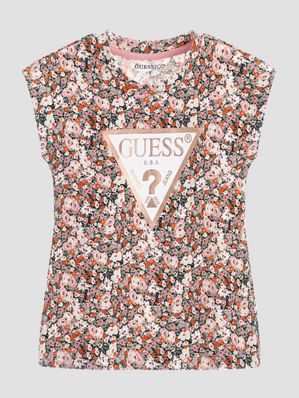 NEW GUESS BABY LOS ANGELES GIRL'S SHORT SLEEVE GOLD SIGNATURE LOGO