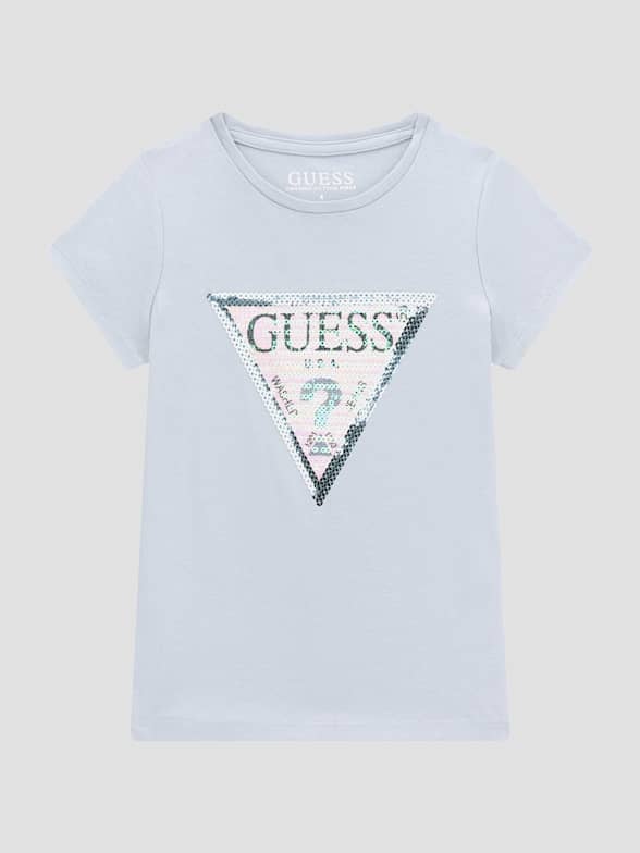 Guess Baby Girls Newborn-24 Months Printed Triangle Logo Ruffle Tee & Denim  Short Set