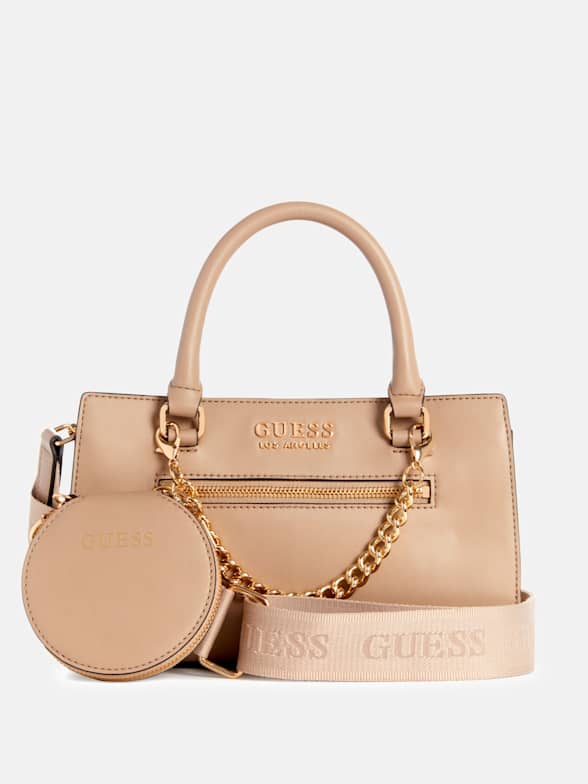 Bolsa Guess Factory Estilo Satchel En Color Café Obscuro Multi Modelo  Ag885606-Cml