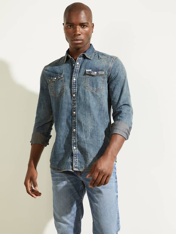 Guess jeans shirt mens clearance