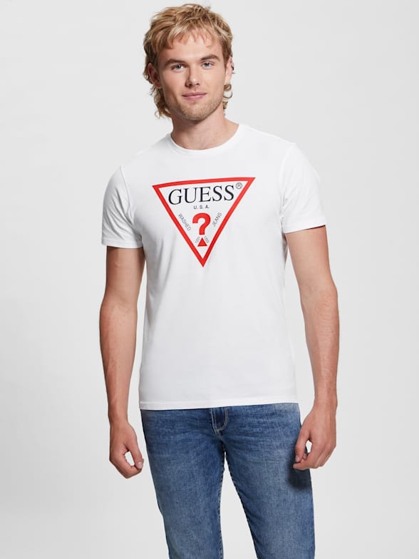Guess small logo t shirt clearance