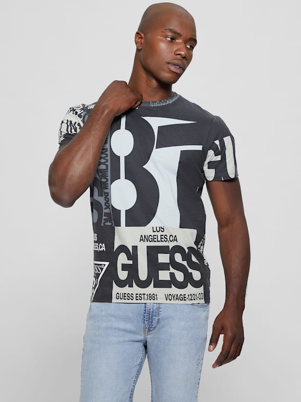 Guess Men's Short Sleeve Graffiti Rose T-Shirt