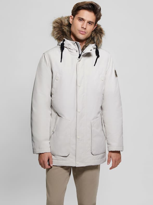 Guess men's hooded wool coat top