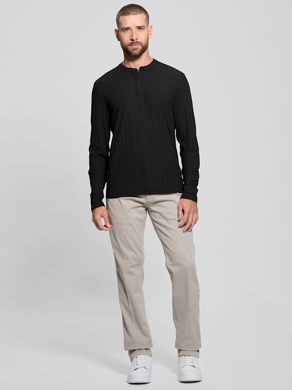 GUESS Men's Long Sleeve Logo Jacquard Knit Crew