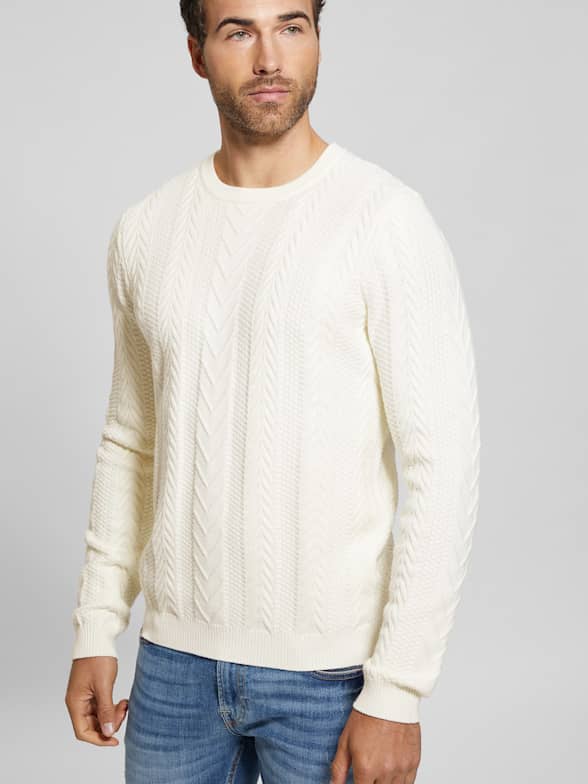 White Turtleneck Men Clothes Winter Sweater Men Jackets Solid Striped  Sweater Men Turtleneck (Color : White, Size : Medium) : : Fashion