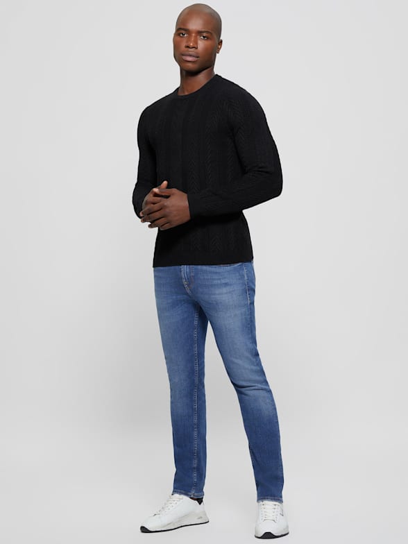 Black crew neck sweater mens hot sale