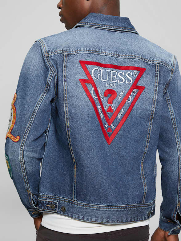 Unisex Men Winter Embroidery Patches Denim Jacket Casual Warm