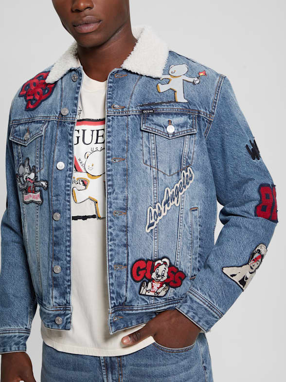 Denim Jacket with Patches  Faded denim jackets, Men's denim style, Denim  jacket men