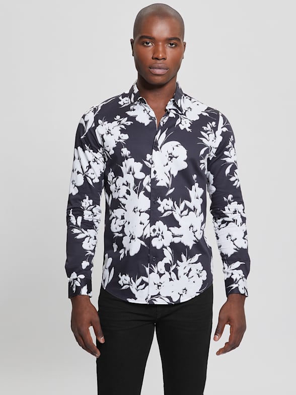 men's shirt with floral collar