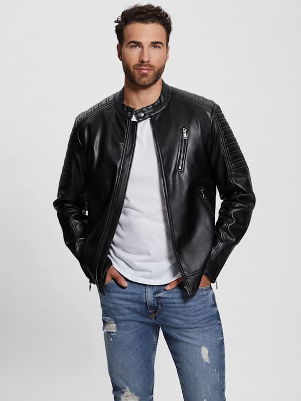 Vegan Leather Jacket, Biker jacket in vegan leather, Mens leather jacket  