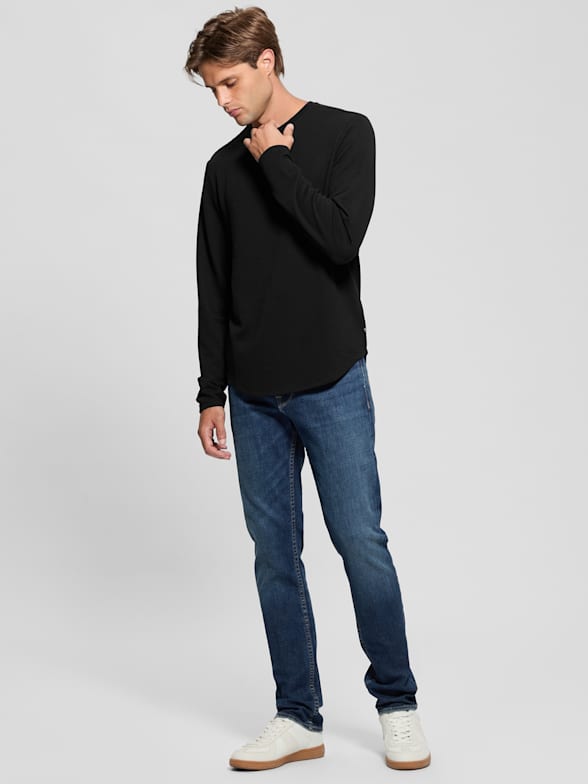 GUESS Men's Long-Sleeve Logo T-Shirt - Macy's