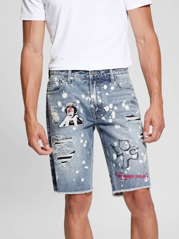 Mens guess denim shorts clearance